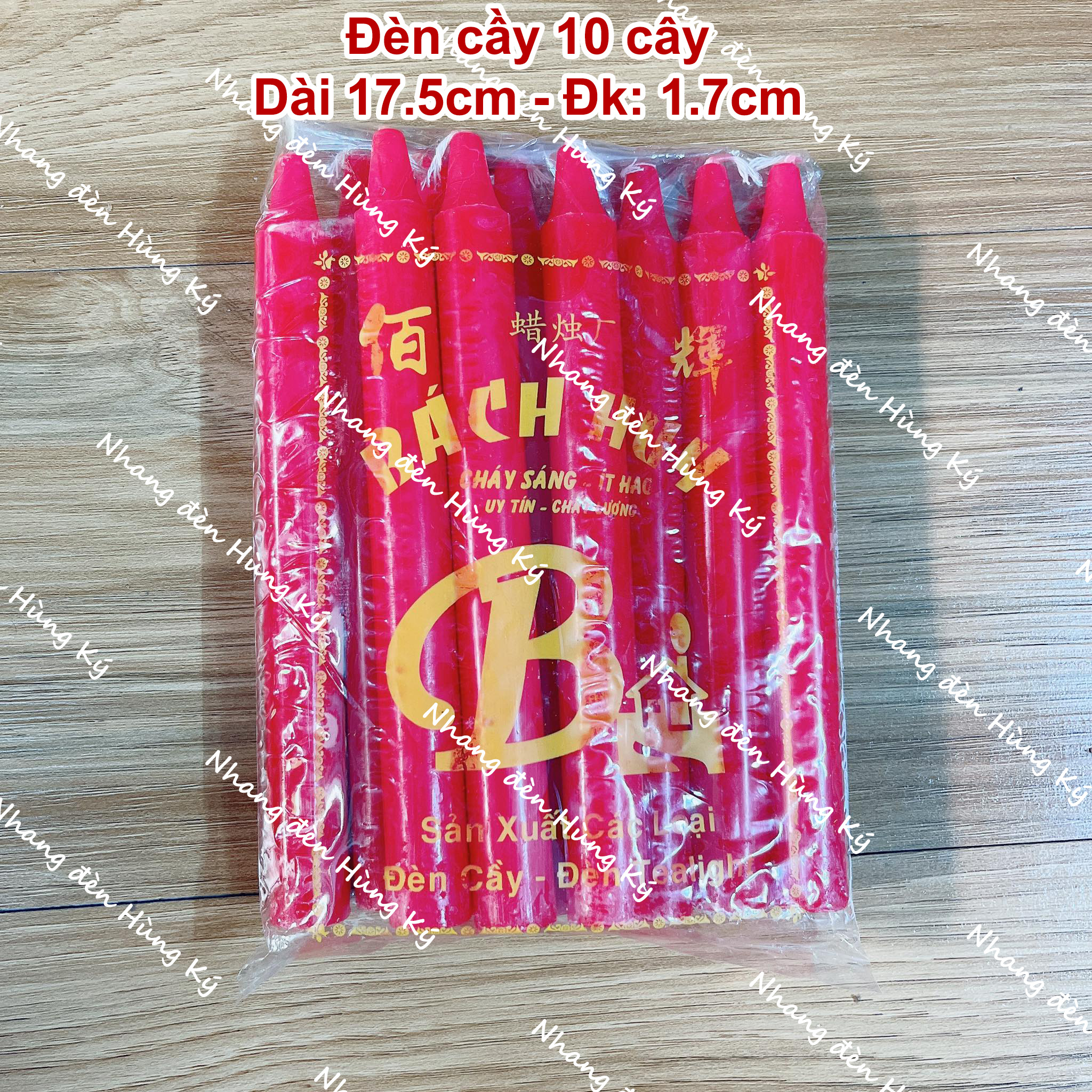 Đèn cầy sáp đỏ 10 cây cao 17.5cm