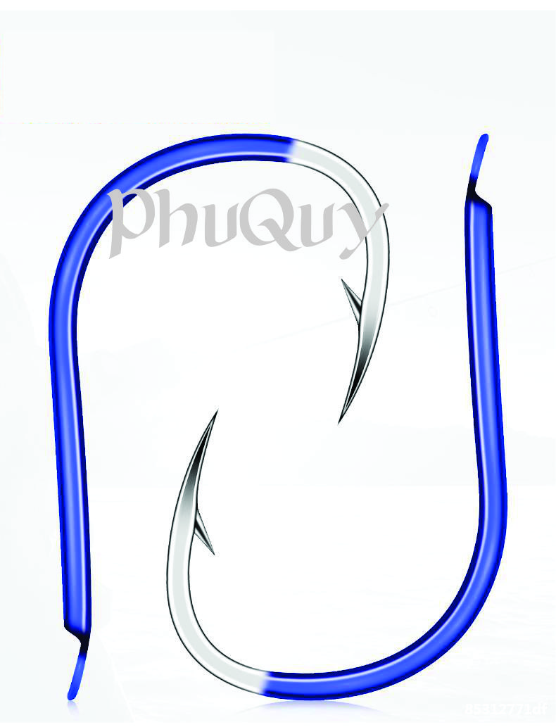 Hộp 50 Lưỡi Câu Cá Có Ngạnh - Xanh Dương (Mã:SP)