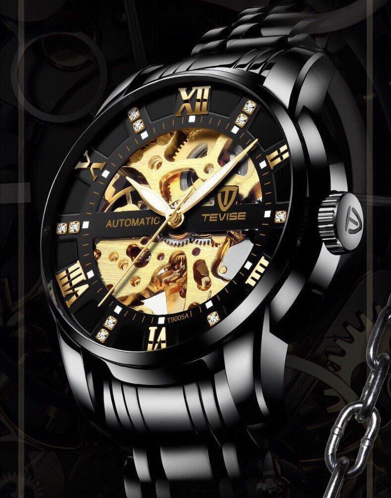 Đồng hồ cơ nam TEVISE dây thép automatic TE30