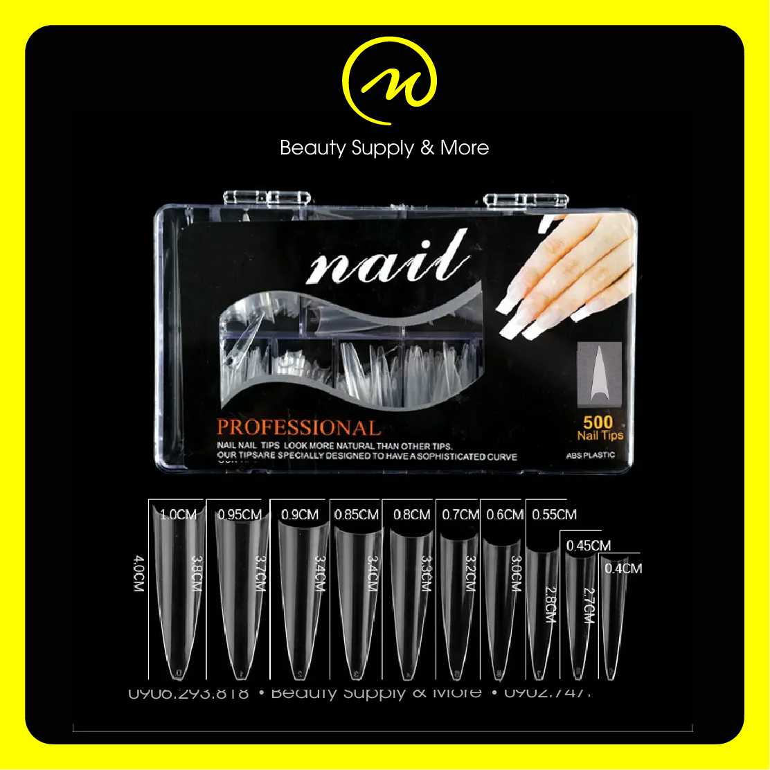 Tip Nhọn, Dài Nối Móng Trong/ Đục (Hộp 500 Móng) | NGÀNH NAIL