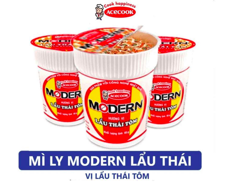 ( Thùng 24 ly ) Mì Modern lẩu thái tôm 65g