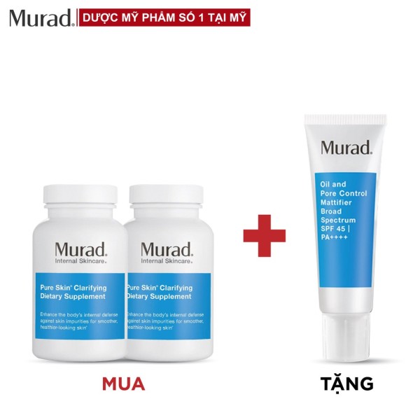 Mua 2 Viên uống Murad Pure Skin Clarifying Dietary Supplement 120 viên Tặng Oil and Pore Control Mattifier SPF 45 PA++++
