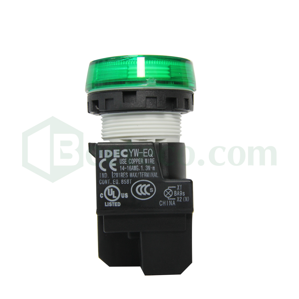 YW1P-1EQM3 : Đèn báo Idec phi 22, loại phẳng, 220V AC/DC