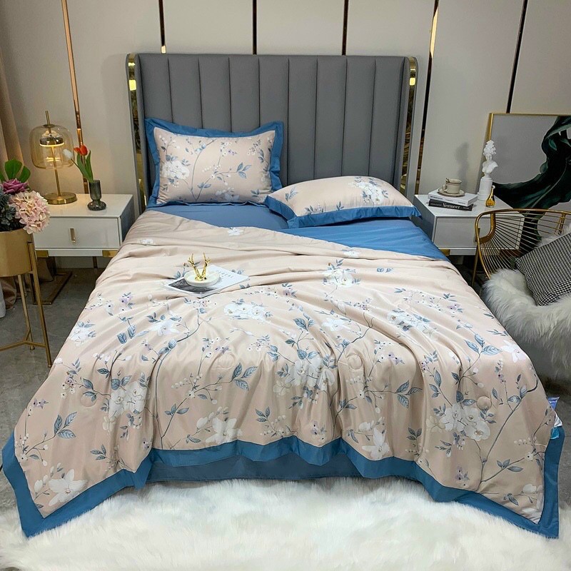 Chăn lụa thái cao cấp 2m*2m3 mềm mịn, mát - Chăn lụa thái cho mùa hè - Mền lụa thái, chăn trần hè phong cách hiện đại ( Hàng chất lượng )