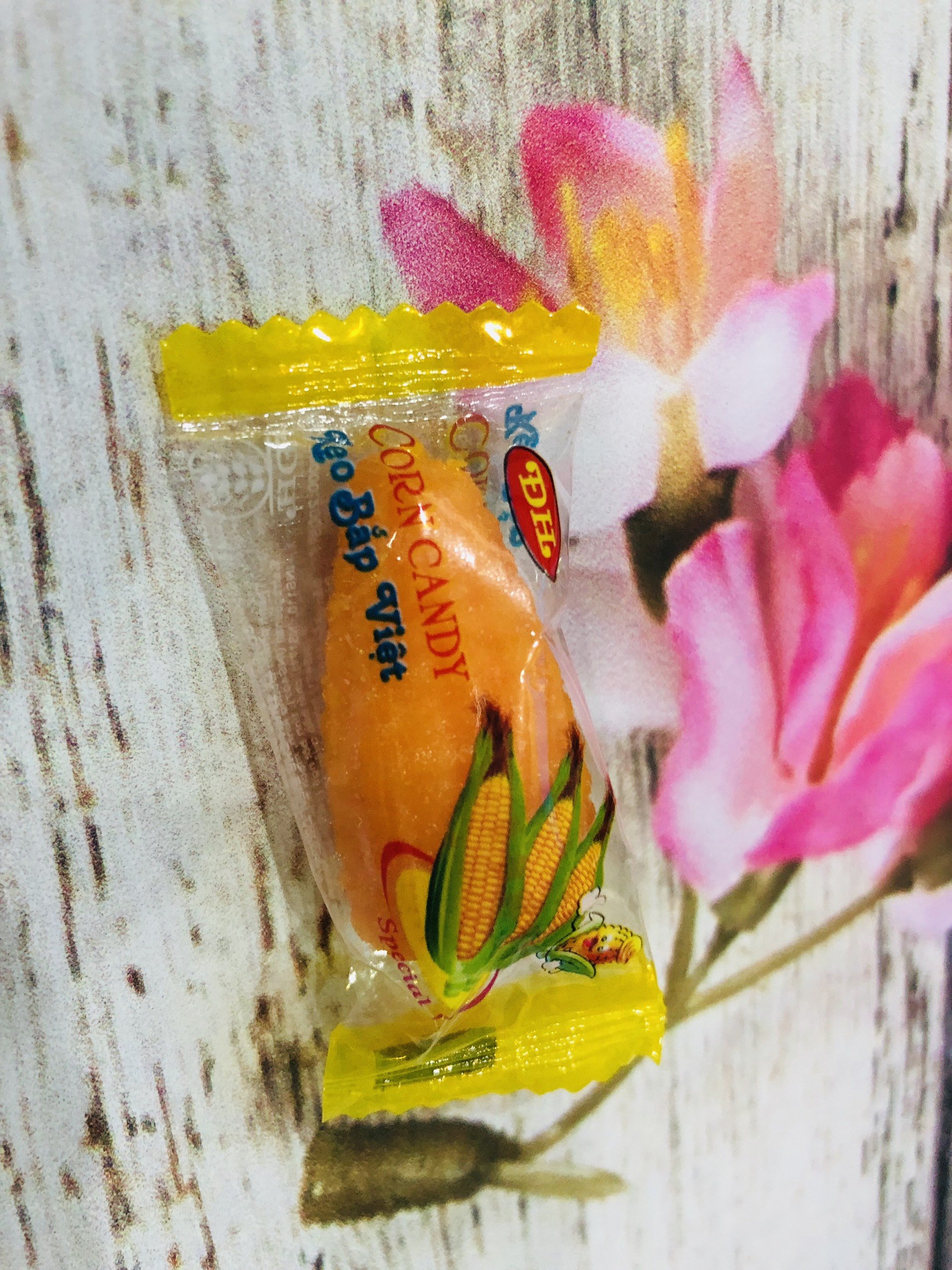 kẹo bắp dẻo màu cam gói 100gr