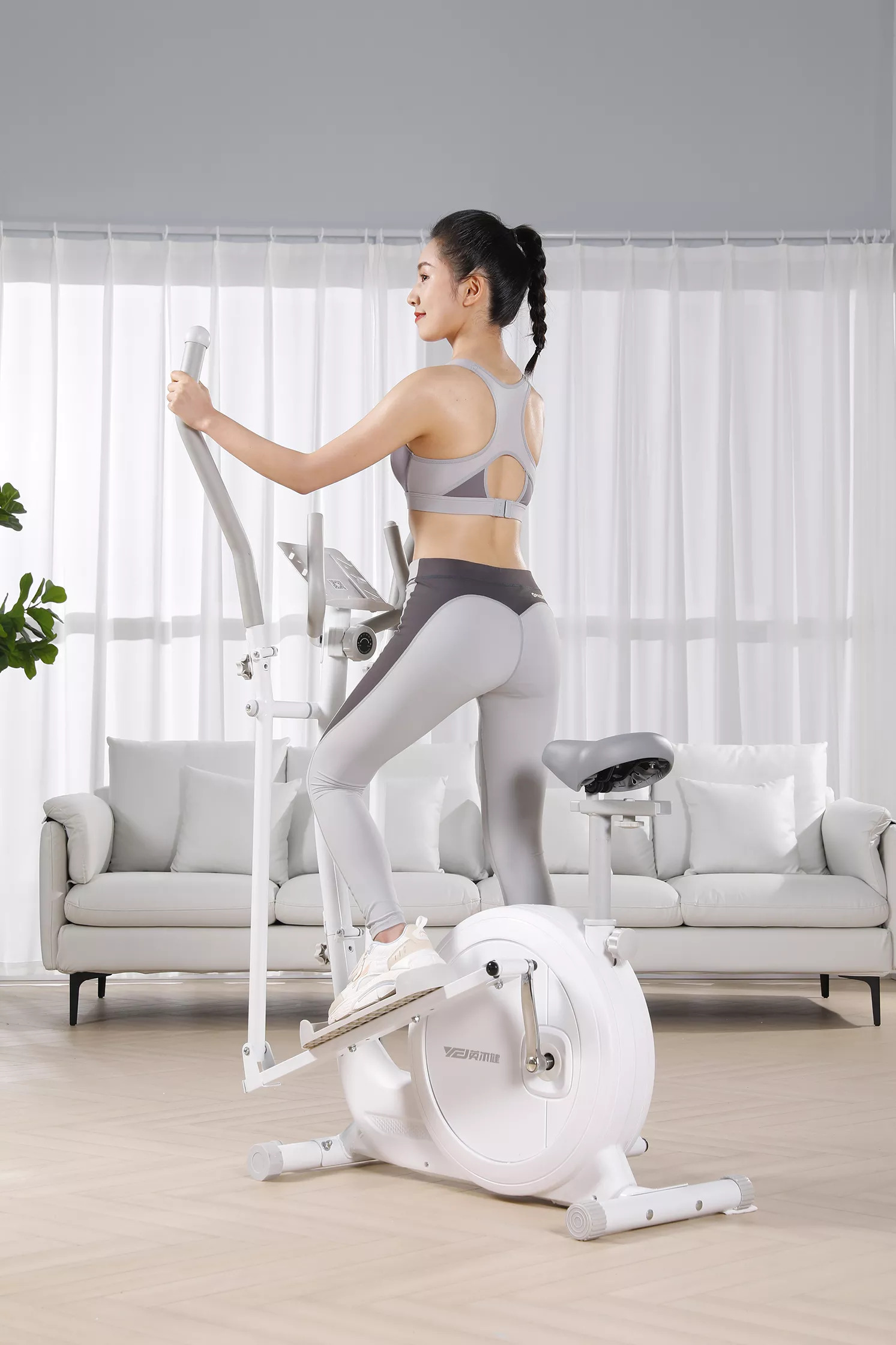 Máy đạp xe tập thể dục elip Phiên Bản Mới 2024, xe đạp tập thể dục gấp gọn, xe đạp trong nhà có đồng hồ nhịp tim, calo, quãng đường, thời gian