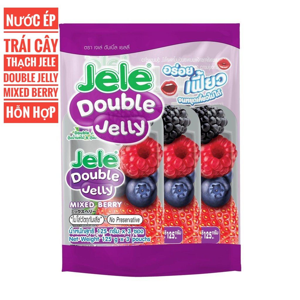 Nước Ép Trái Cây Thạch L-Jele Double Jelly Hương Mixed Berry - Lốc 3 Gói