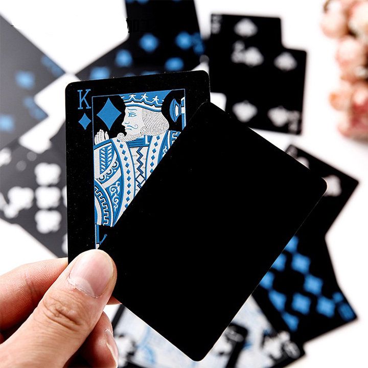 Bài poker 100% plastic đen không thấm nước