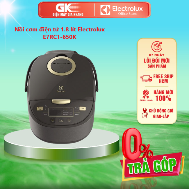 Nồi cơm điện tử 1.8 lít electrolux e7rc1-650k - miễn phí vận chuyển hcm - giao toàn quốc - freeship hcm