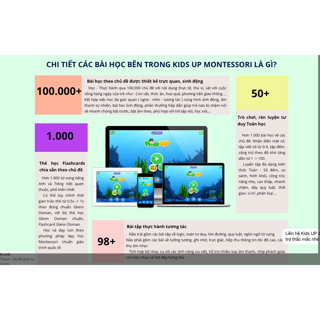Kids up (Trọn Đời, 1 Năm) - KIDSUP MONTESSORI
