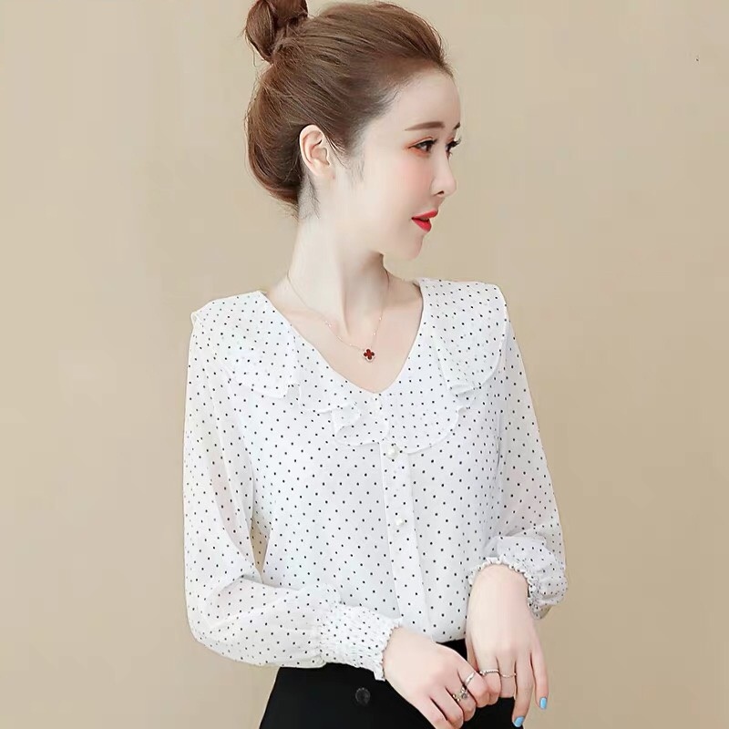 ÁO KIỂU CHẤM BI CỔ TIM NGOCTRANSHOP - NT6371