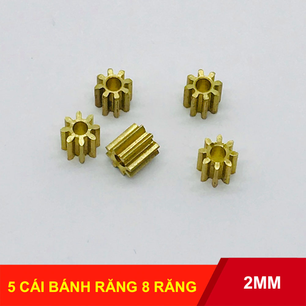 [HCM]5 cái bánh răng kim loại trục 2mm loại 8 răng - LK0250