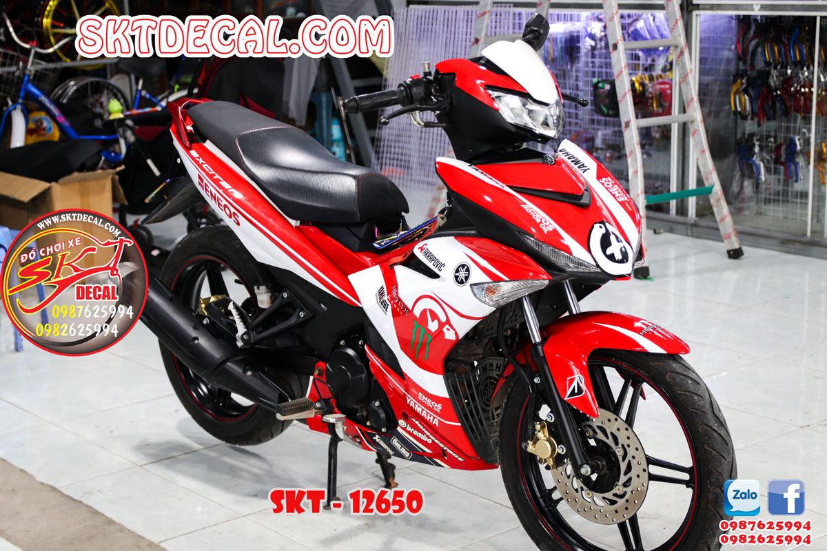 tem trùm exciter 150 trắng đỏ eneos
