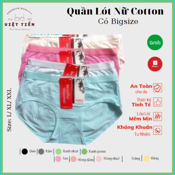 Nơi bán Set 10 quần lót nữ thái lan chất cotton mềm mại siêu đẹp có BigSize VT-03 Việt Tiến