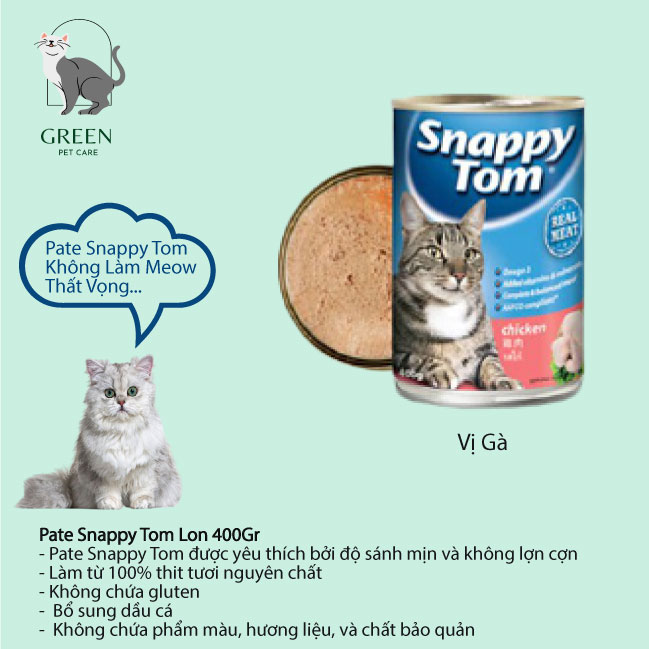 Pate Snappy Tom cho mèo đủ vị dạng lon 400gr