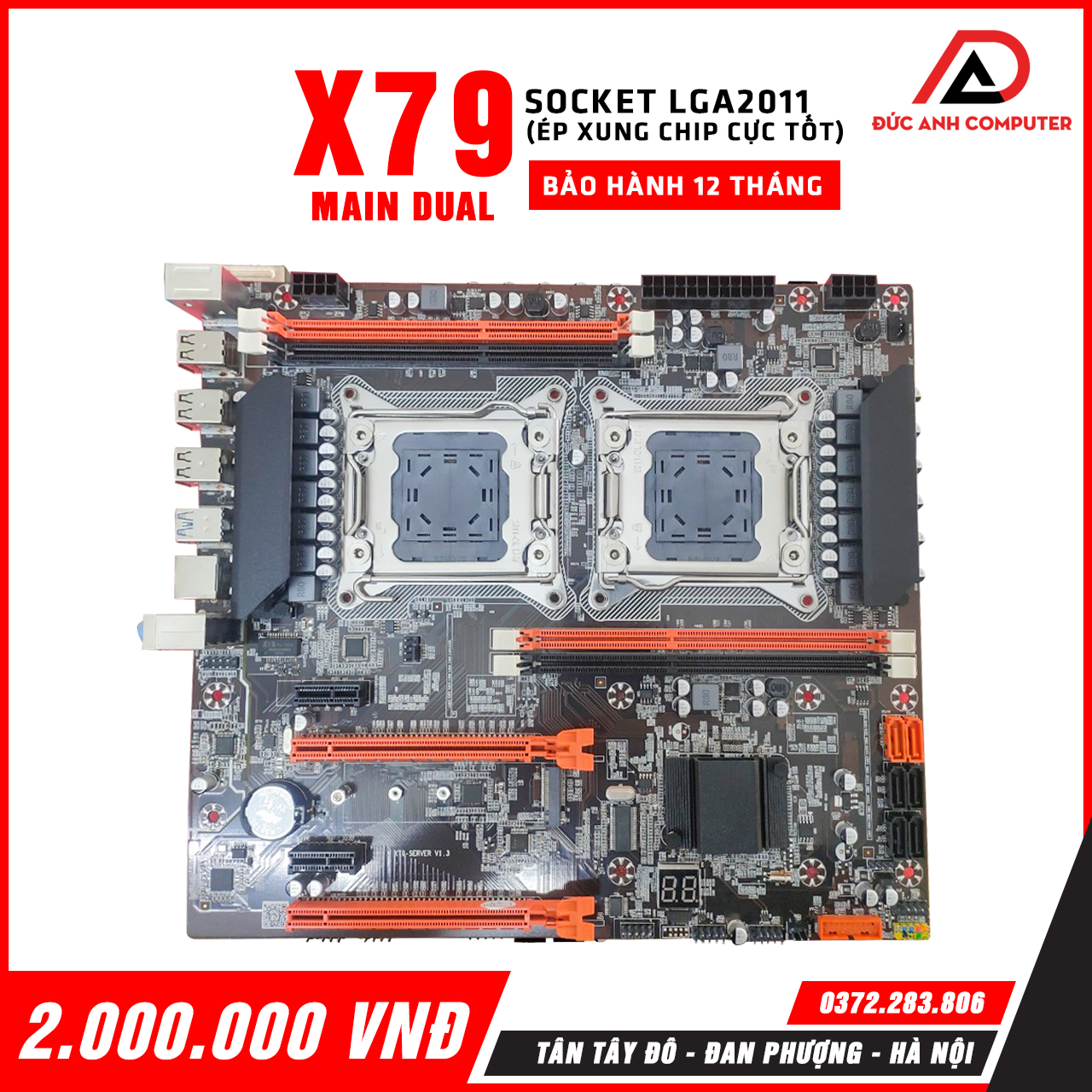 Mainboad X79 Dual - Fullbox - CPU socket 2011 hỗ trợ xeon e5 v2/v1 - Bảo hành 1 năm