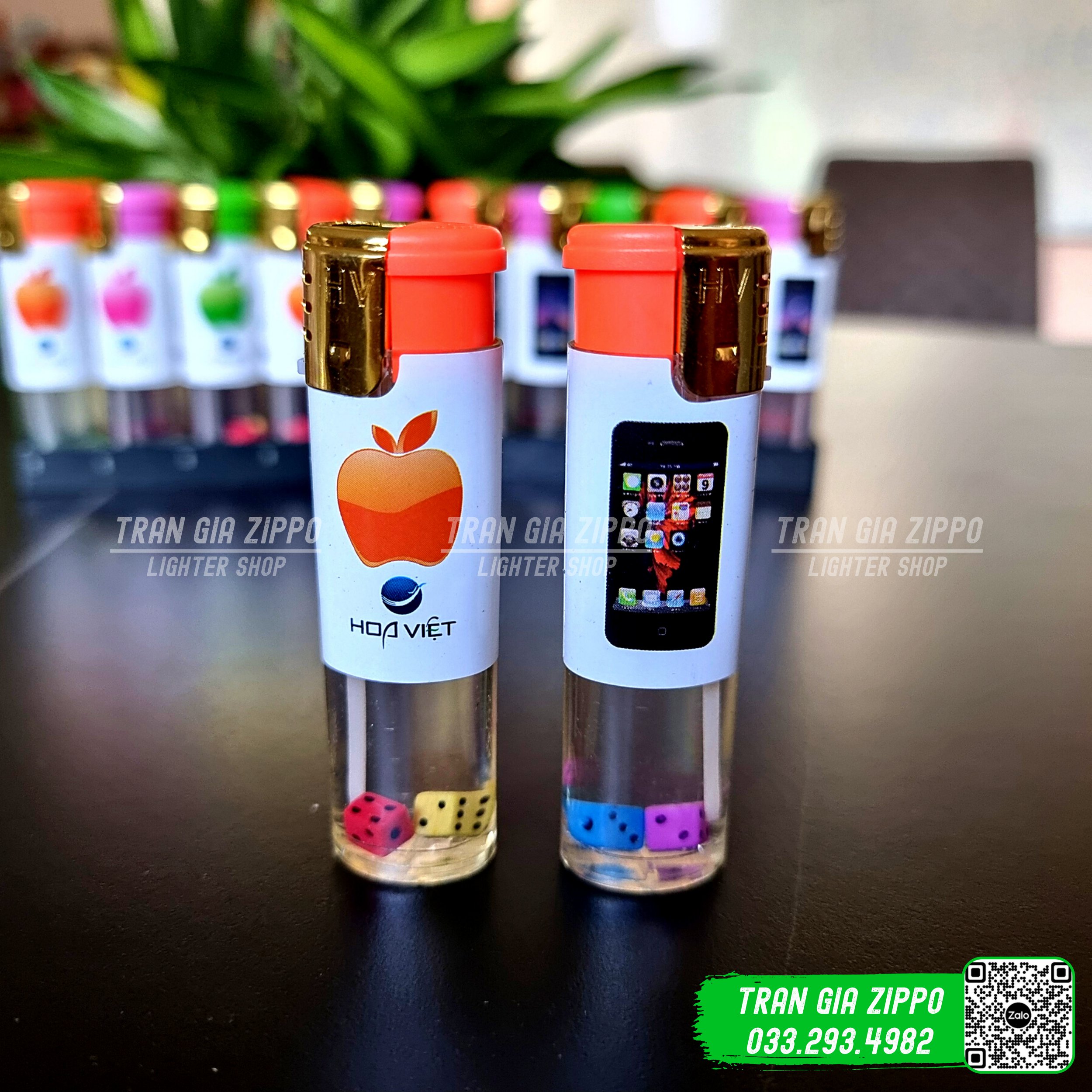 Bật lửa khò xí ngầu trái táo, hộp quẹt lửa khò chống gió cao cấp hộp 50 cây