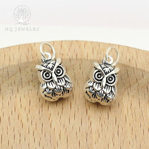Charm bạc hình mặt cú mèo treo - NQ Jewelry