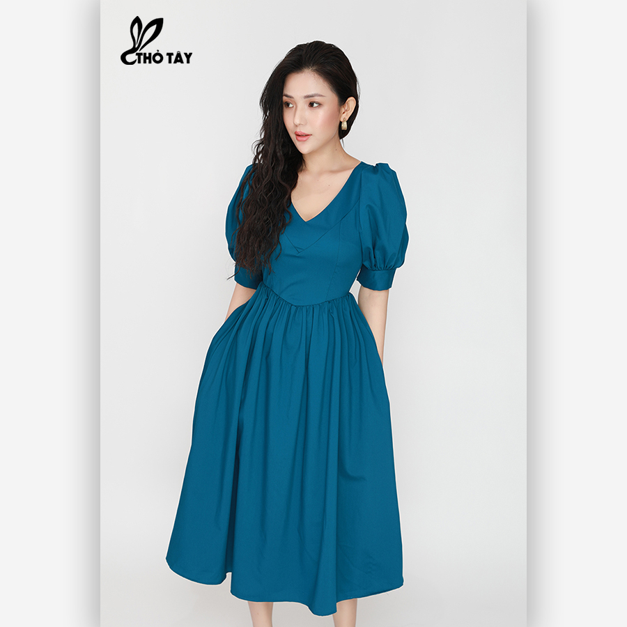 Đầm Xòe Tay Phồng Cổ Tim - THỎ TÂY D295B232