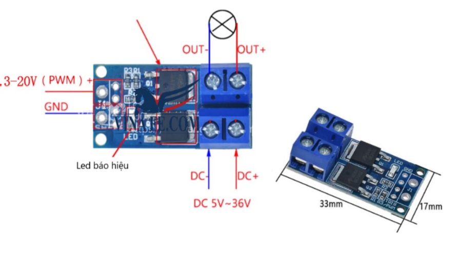 [HCM]Module khuếch đại bằng Mosfet 15A 5-36V