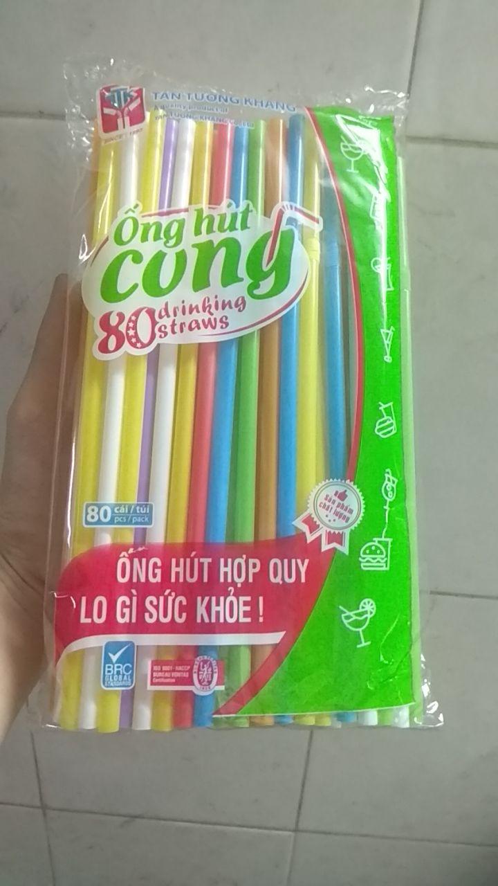 [80 ống/ gói]Combo 10 gói Ống hút bẻ cong màu phi 6 Thịnh Khang
