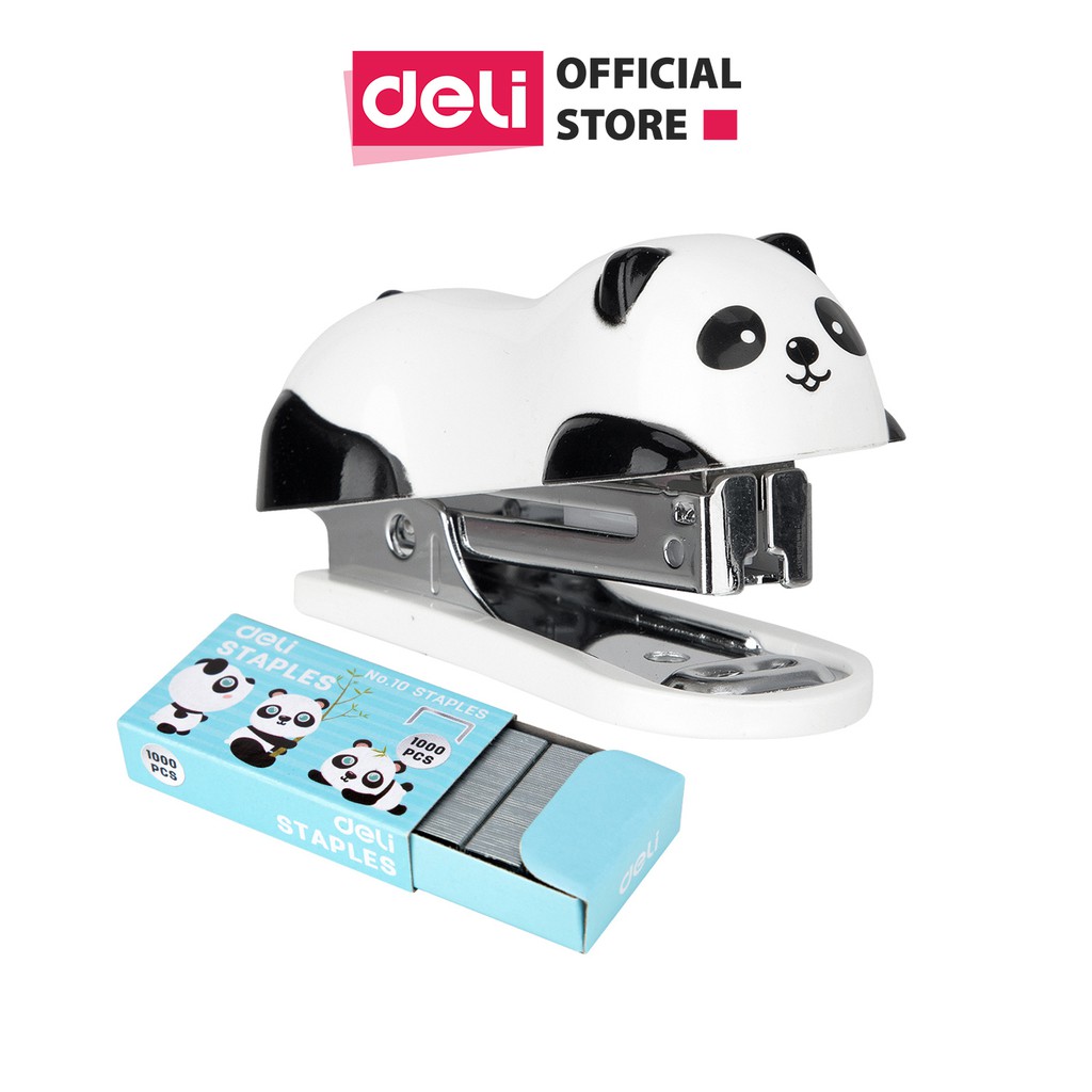 [HCM]Dập ghim mini hình Panda 12 trang kèm 1000 chiếc ghim - Deli E0453