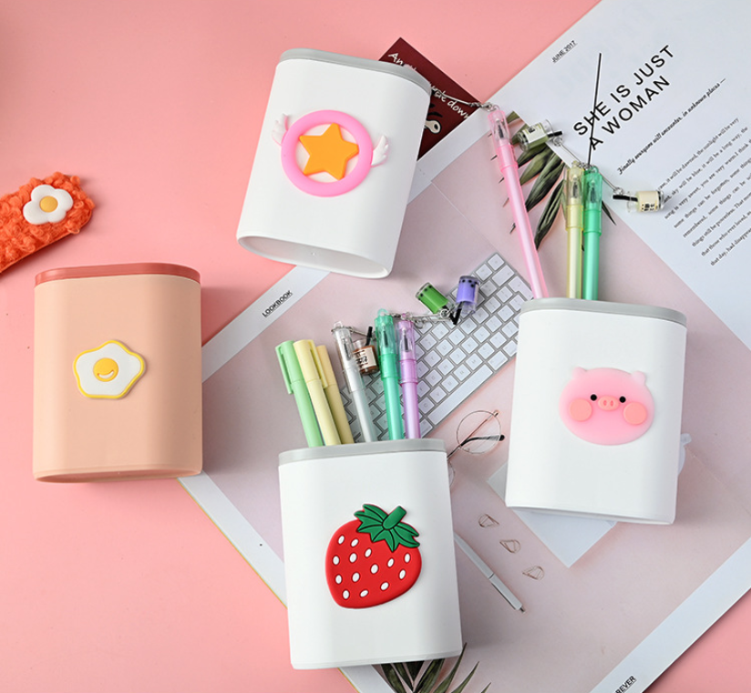 Lọ Đựng Bút Hoạt Hình Để Bàn Làm Việc, Văn Phòng Kiểu Dáng Hàn Quốc Cute