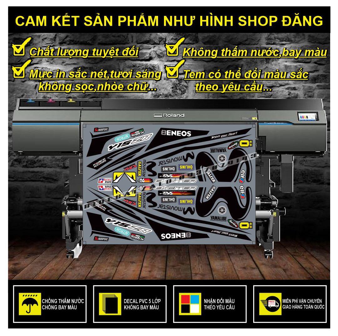 TEM RỜI EXCITER 150 MOVISTAR PHỐI XÁM XI MĂNG