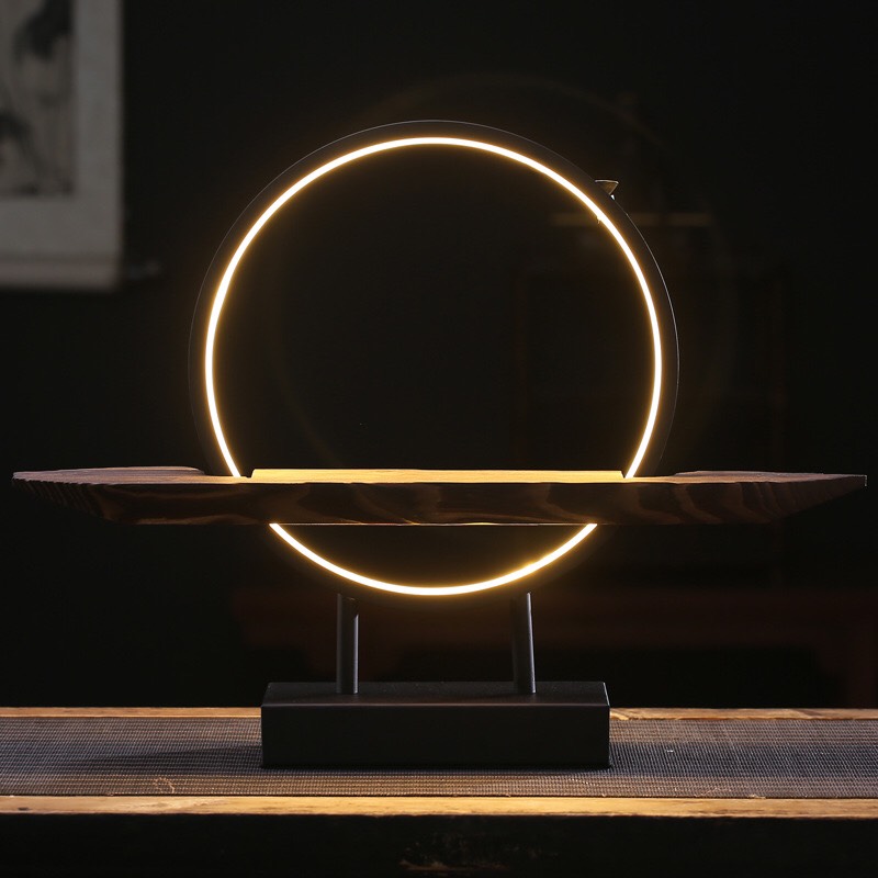 BỘ KỆ GỖ ĐẶT TƯỢNG CÓ ĐÈN LED VÀ THÁC KHÓI 6 món ( KHÔNG KÈM TƯỢNG và CÂY TÙNG )