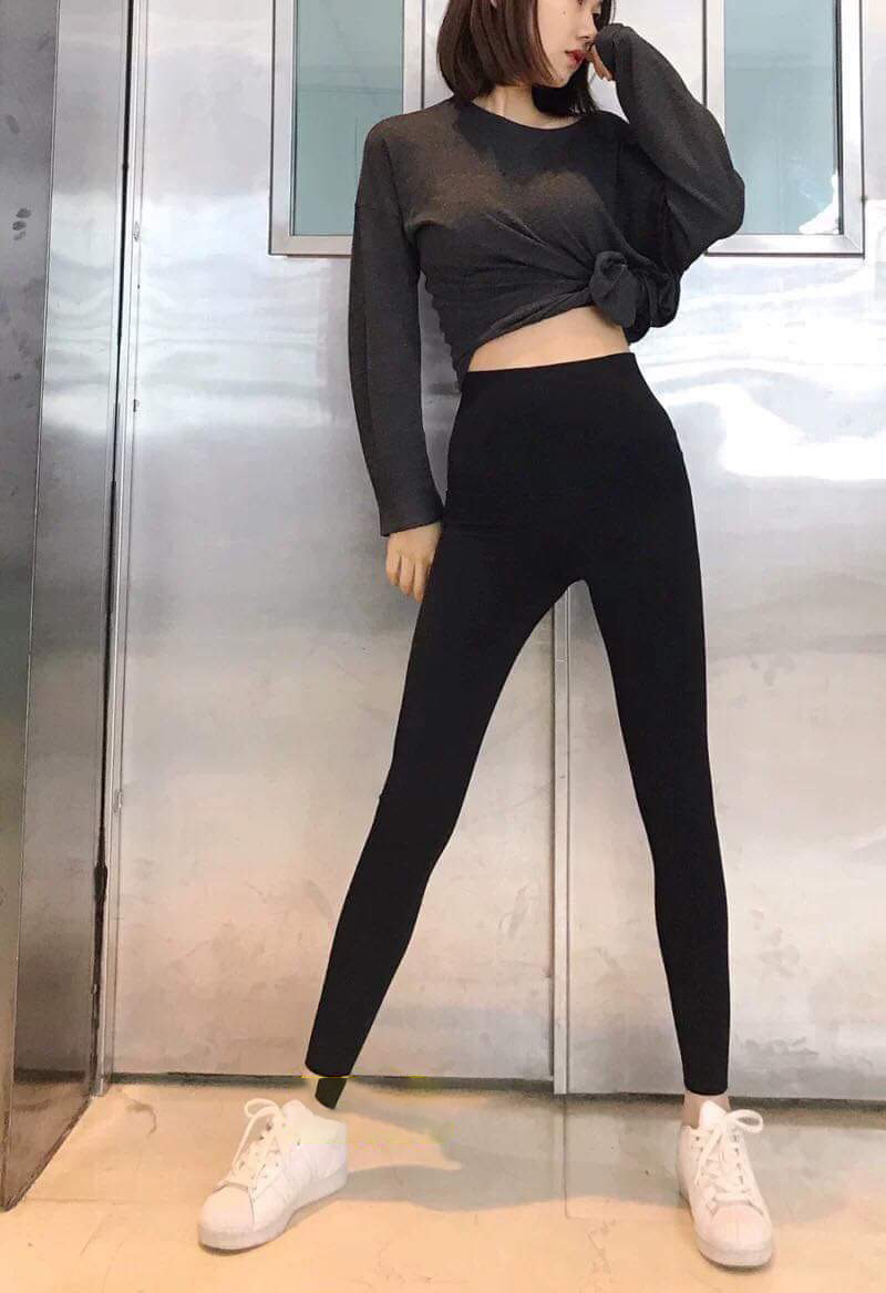 Quần legging DÀI cuộn hồng đủ size