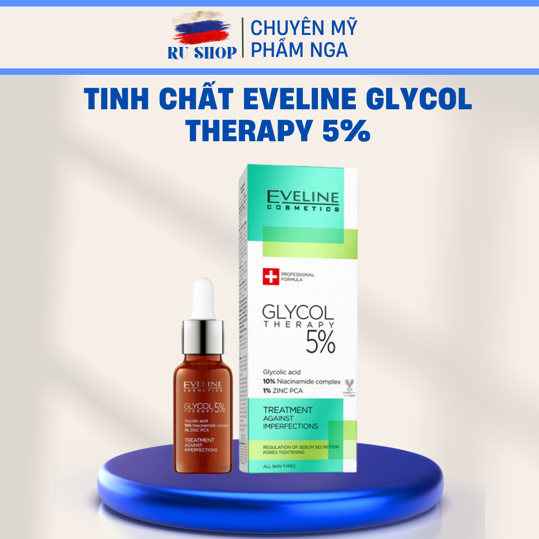 Serum Eveline Glycol Therapy 5% giảm mụn, se khít chân lông
