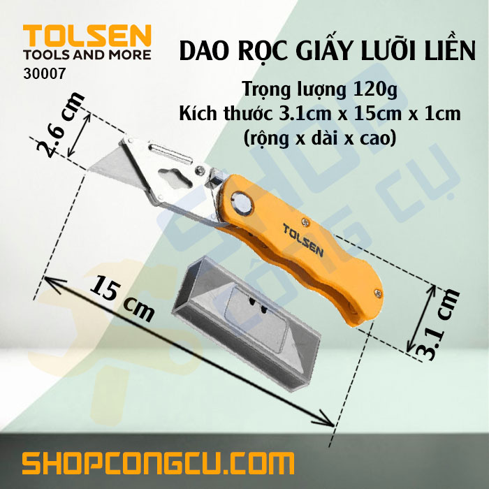 Dao rọc giấy lưỡi liền kèm 5 lưỡi Tolsen 30007