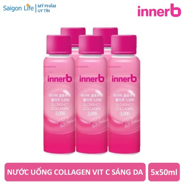 Combo 5 Chai Nước uống Collagen Vitamin C Sáng Da InnerB Glowshot Collagen 3000 (50ml x 5)