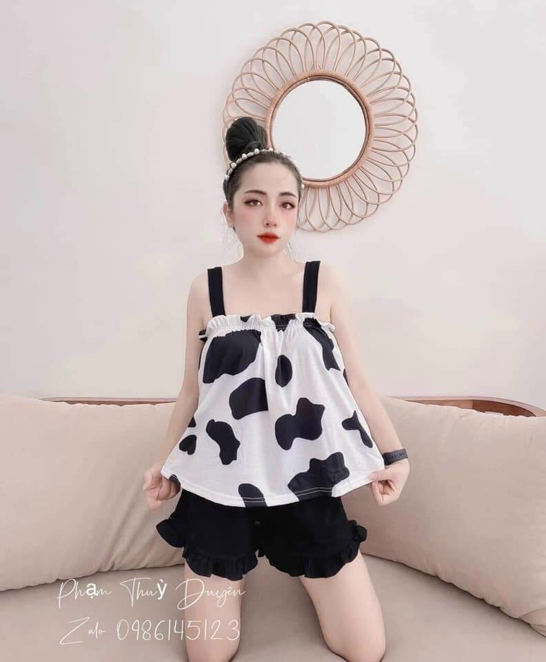 Bộ nữ áo 2 dây và quần bèo siêu xinh xắn mát nhẹ đẹp