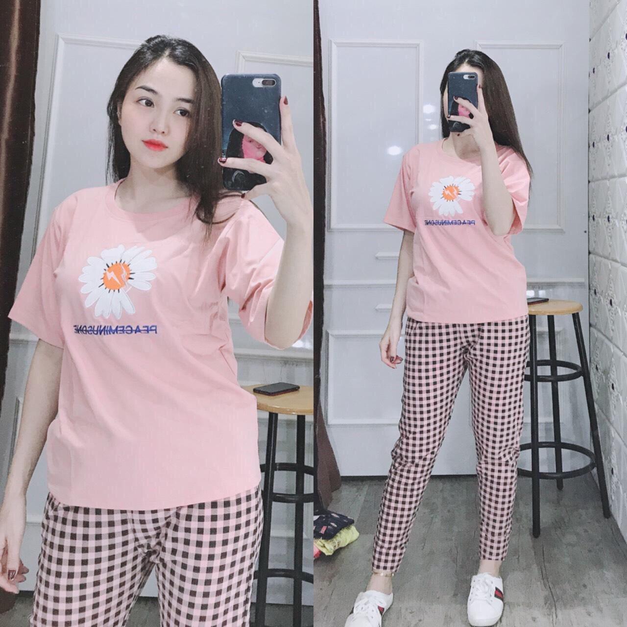 SET BỘ ĐỒ MẶC NHÀ HỌA TIẾT BÔNG HOA CỰC ĐẸP