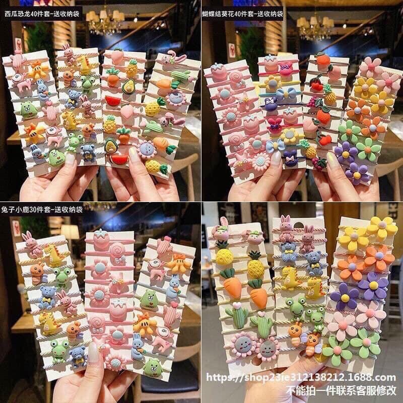 [ SÉT 10 CHIẾC ]  THUN CỘT TÓC HÌNH THÚ 3D [ SIÊU KUTE ], CHUN BUỘC TÓC CHO MẸ VÀ BÉ