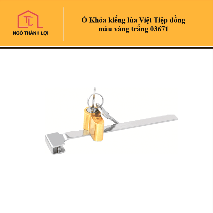 Ổ khóa kính lùa Việt Tiệp đồng màu vàng trắng 03671