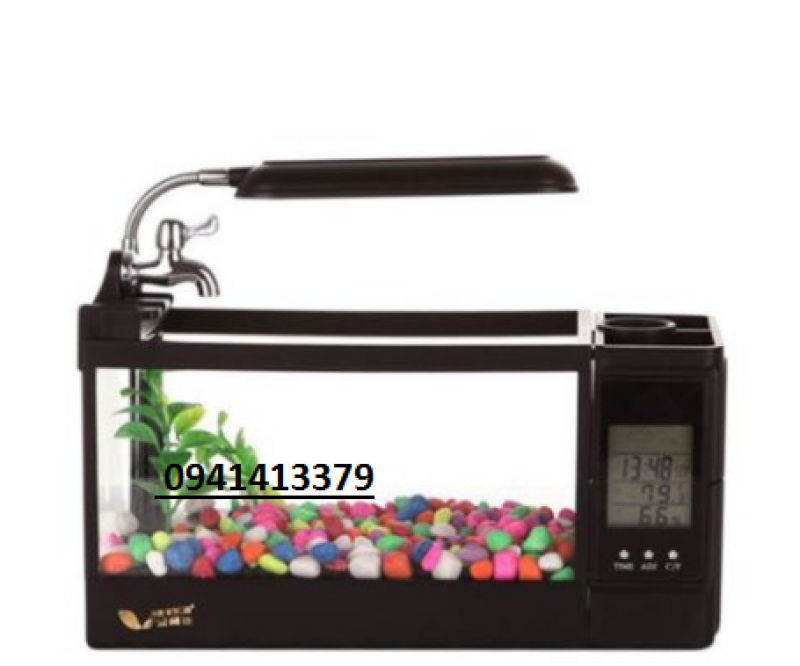 Bể Cá Mini Jeneca TG-03Kiêm Đồng Hồ Để Bàn Siêu Dễ Thương (có tặng kèm đá )
