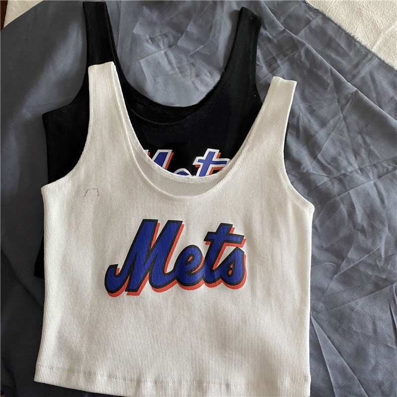 Áo thun croptop ba lỗ Mets nữ sành điệu