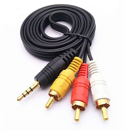 Dây 3.5 ra 3 đầu av hoa sen 1.5m dây kết nối tivibox với tivi, dây av 1 ra 3