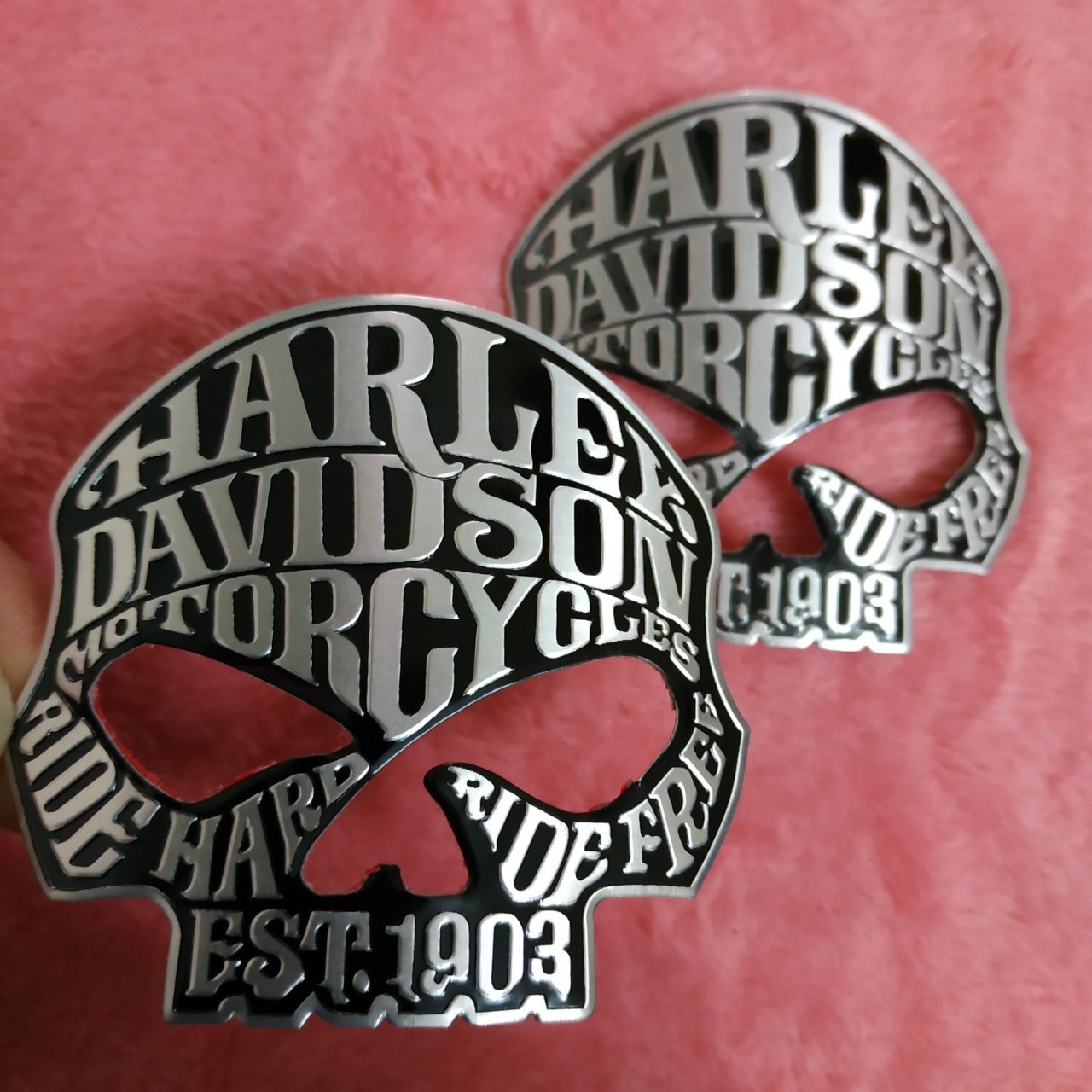 Logo Nhôm Dán Xe Harley Davidson đầu lâu 7x6.5cm