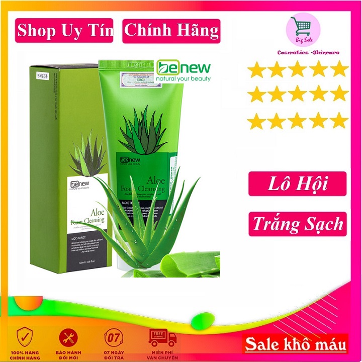 Sữa rửa mặt trắng da lô hội hàn quốc Benew ALoe 100ml/ Hộp- Hàng Chính Hãng