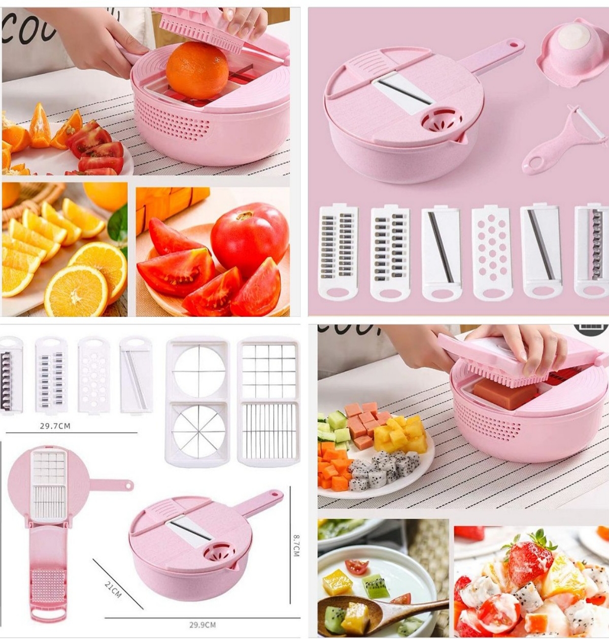 9-in-1 Vegetable Cutter Multifunctional Rotate Slicer Potato Peeler Carrot Onion Grater Big Capacity Chopper with Drain Basket
