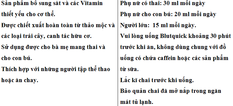 Sắt và vitamin hữu cơ Blutquick 500ml của Đức