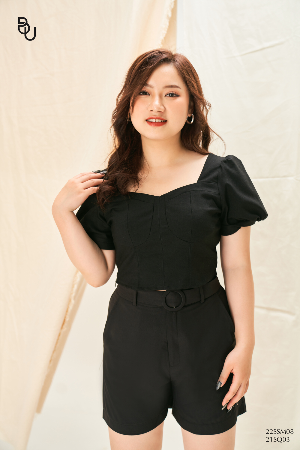 Áo croptop cup ngực v giữa BIGSIZE (55kg đến 95kg) - 22SSM08 - [BUstu Bigsize]