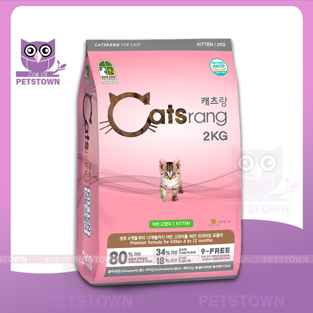 (GIÁ TỐT/DATE MỚI) CATSRANG KITTEN 2KG - Hạt thức ăn cho mèo con dưới 12 tháng tuổi Hàn Quốc chính hãng
