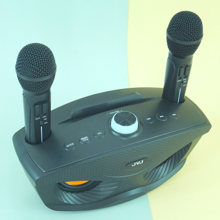 badgeLoa hát karaoke Bluetooth JVJ SD306 kèm 2 micro - Micro Không dây, hỗ trợ hiệu ứng âm thanh, công suất loa lớn, Bass cực chuẩn hỗ trợ cổng cắm thẻ nhớ, jack 3.5mm tương thích với mọi thiết bị, BH 6T