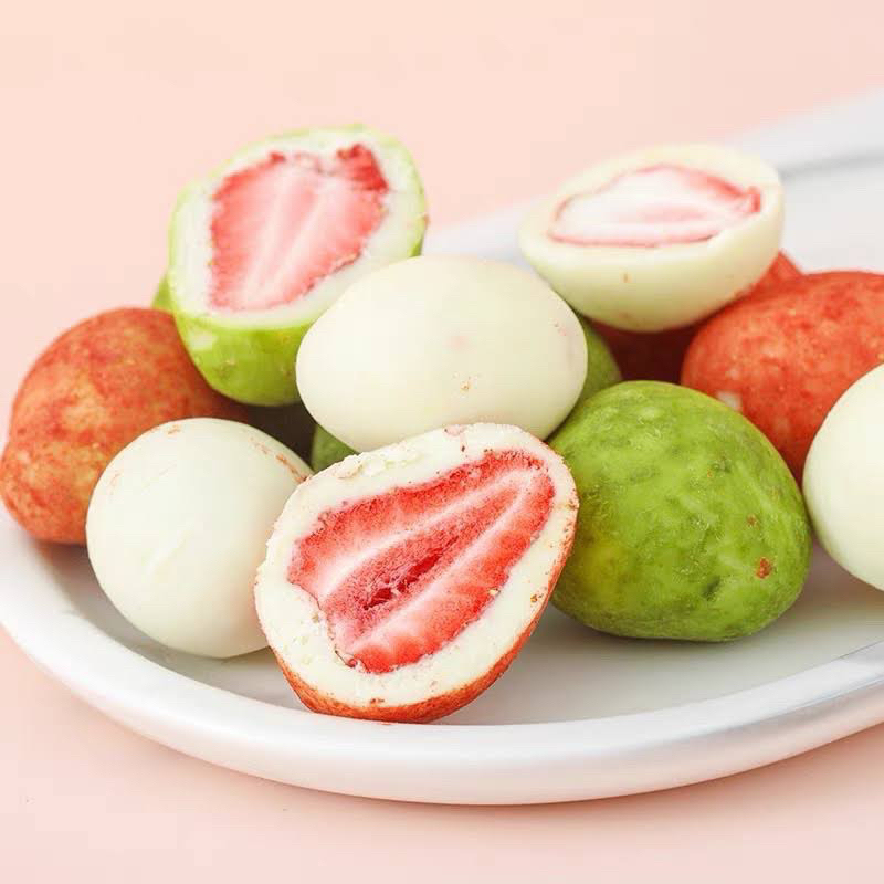 Dried Strawberry Covered Chocolate Candy - 60Gr Pack - 4 Flavors (Mixed)
