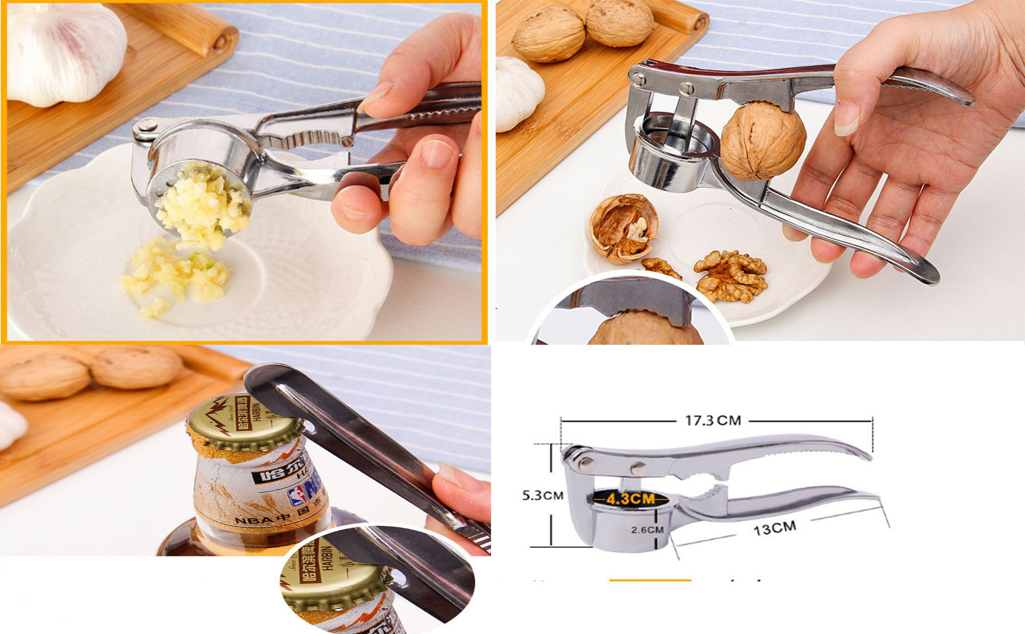 [HCM]Dụng cụ ép tỏi mini/ Kềm ép hành tỏi ớt kẹp càng cua khui nắp chai đánh vảy cá bóc vỏhạt khô đa năng/Kềm đa năng 5 trong 1 siêu tiện dụng