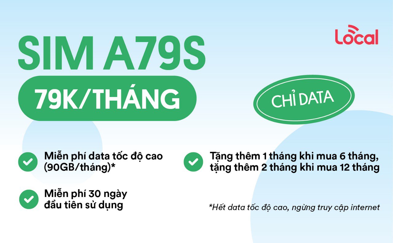(Tự Chọn Số) Sim Mobifone Local A119S A79S A89E - MAX DATA. Miễn Phí tháng đầu  .CHƯA KÍCH HOẠT